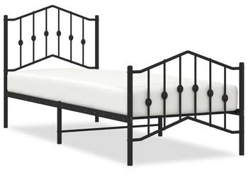 Metalowa rama łóżka z wezgłowiem i zanóżkiem czarna 80x200 cm WM-373798