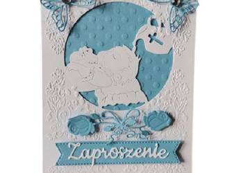 ZAPROSZENIA CHRZEST ŚWIĘTY – CHŁOPIEC NA PODUSZCE C6 BŁĘKIT - BIEL