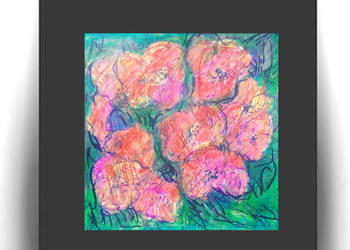 kwiatki obrazek A4, boho rysunek 21x30, grafika na ścianę