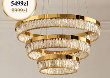 Żyrandol Kryształowy BELLINI XL Złoty 3 Pierścienie LED Glamour Duży