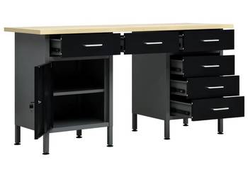 vidaXL Biurko robocze, czarne, 160x60x85 cm, stal（SKU:145347）