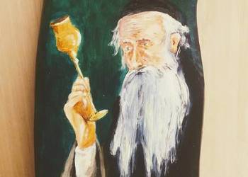 Malowany na desce obraz Żyda z kieliszkiem