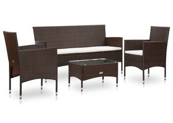 4-cz. zestaw wypoczynkowy do ogrodu poduszki rattan PE brąz WM-45888