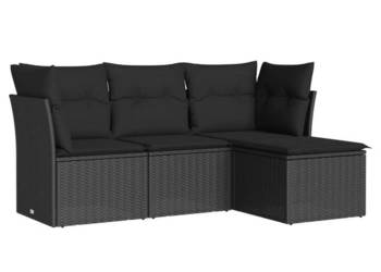 4-cz. zestaw wypoczynkowy do ogrodu poduszki czarny rattan PE WM-3249374