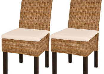 Krzesła do jadalni 2 szt. rattan Kubu i drewno mango WM-243639