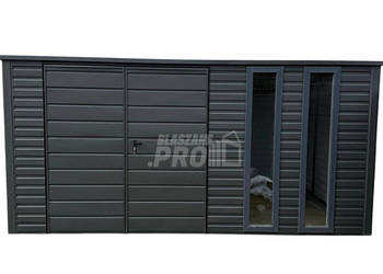 Schowek – domek ogrodowy 4×3 m – brama dwuskrzydłowa  antracyt GP753