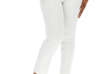 48 Spodnie Jeansy Simply Be białe Straight elastyczne 100-106 cm modelujące