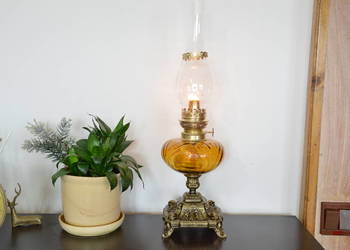piękna szklana LAMPA NAFTOWA b. stara Depose