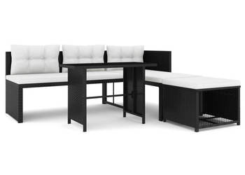 4-cz. zestaw wypoczynkowy do ogrodu rattan PE czarny WM-44287