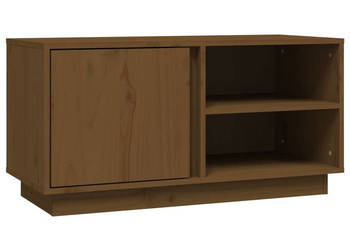 Szafka pod TV miodowy brąz 80x35x405 cm lite drewno sosnowe WM-814467