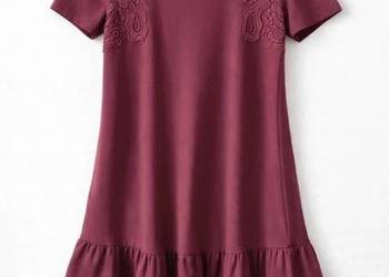 Burgundowa luźna elegancka sukienka