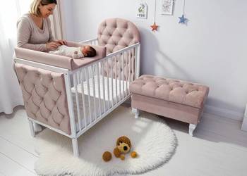 Łóżeczko niemowlęce tapicerowane 120x60 pikowane tapicerowane różowe
