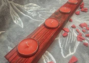 Świecznik Shou Sugi Ban drewno świerkowe czerwony, Franca No. 43