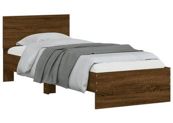 Rama łóżka z wezgłowiem i LED brązowy dąb 90x190 cm WM-838840