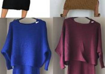 Komplet 2w1 z wełną - sukienka i sweter w różnych kolorach z Włoch