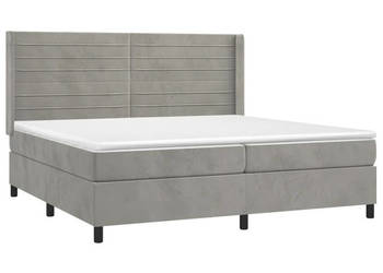 Łóżko kontynentalne z materacem i LED szare aksamit 200x200cm WM-3139643