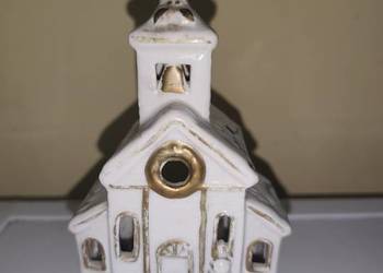 Świecznik domek porcelanowy kościół na świeczkę dekoracja