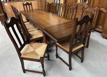 Masywny dębowy stół rozkładany 3m +12 krzeseł 100% lite drewno