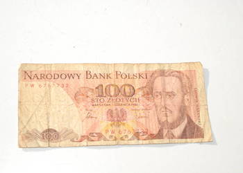 Stary banknot 100 złotych Waryński 1986 antyk