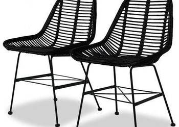 vidaXL Krzesła stołowe, 2 szt., czarne, naturalny rattan(SKU:244571)