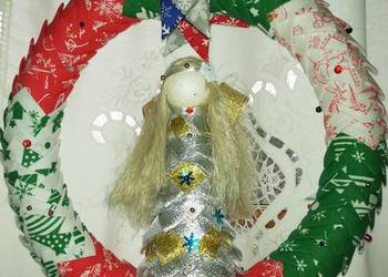 Wianek 30 cm, aniołek, gwiazdki, Boże Narodzenie, ozdoba..