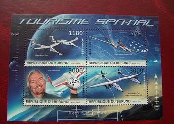 Burundi 2012 MNH Lotnictwo  R Branson Turystyka kosmiczna