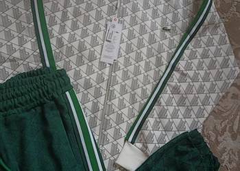 Komplet dresowy Lacoste Monogram - biało-zielony XXL regular fit