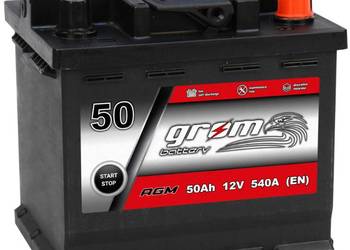 Akumulator 50Ah 540A Prawy Plus GROM AGM START&STOP