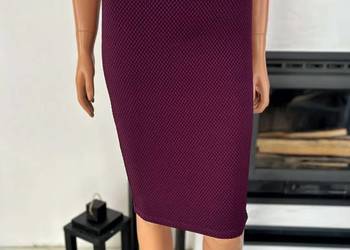 Spódnica ołówkowa śliwkowa fioletowa fakturowana midi elastyczna Atmosphere