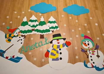 Dekoracje o tematyce zimowej z brystolu. Nr tel: 504 102 444