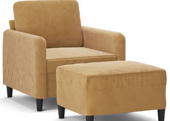 Fotel z podnóżkiem brązowy 60 cm obity aksamit WM-3201171