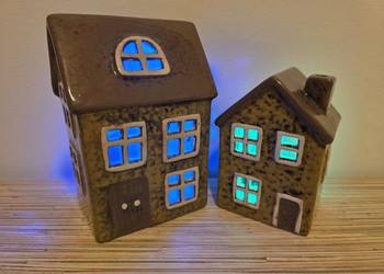 Domek LED RGB nastrojowa lampka wielokolorowa dom ceramiczny