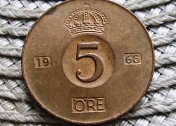Szwecja 5 Ore 1968r---2 szt