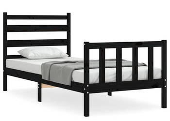 Rama łóżka z wezgłowiem czarna lite drewno WM-3192000