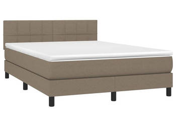 Łóżko kontynentalne z materacem taupe tkanina 140x190 cm WM-3133153