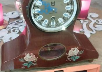 Stary Zegar kominkowy mechaniczny drewniany U Halle GDR po serwisie