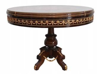 Barokowy Owalny Stolik Kawowy - Stół Stolik Antyczny - Intarsje Dekor