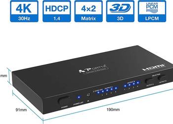 Portta 4x2 HDMI Matryca z dźwiękiem 4K30Hz N4MT42A