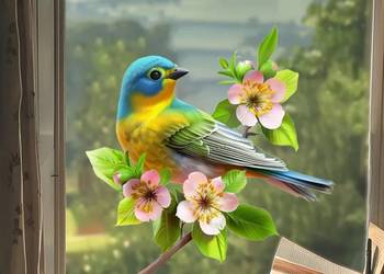 Naklejka na szybę lub ścianę z ptakiem