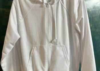 Bluza damska 2XL Great biała na zamek z kapturem z bawełny z kieszeniami