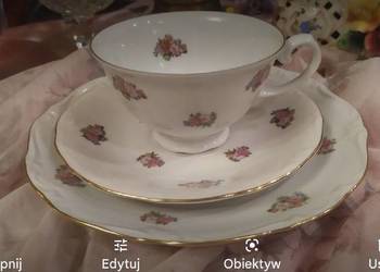 Przepiękny duży zestaw śniadaniowy filiżanka porcelana Niemc Przepiękny duży zestaw śniadaniowy filiżanka porcelana Niemc