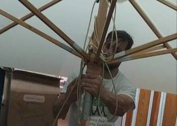 Duży parasol ogrodowy drewniany 3x3 nie uzywany