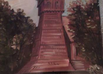 obraz olej E.Gerlach Orawka kościół im.Jana Chrzciciela