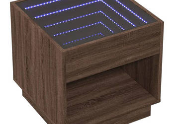 Stolik nocny z LED Infinity brązowy dąb 50x50x50 cm WM-3284090