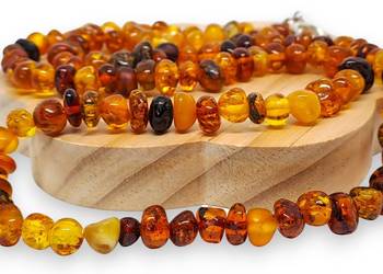 Korale z bursztynu, BURSZTYN bałtycki baroczek koniakowy #1047