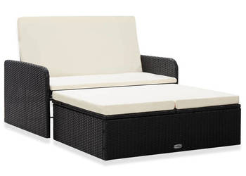 2-cz. zestaw wypoczynkowy do ogrodu poduszki rattan PE czarny WM-46078