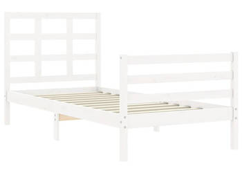 Rama łóżka z wezgłowiem biała lite drewno WM-3193947