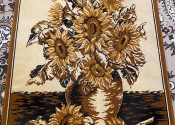 : Duży dywan ścienny PRL Słoneczniki 146x100 cm Vintage Kilim Gobelin