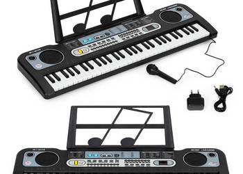 Duży keyboard pianino z mikrofonem dla dzieci + zasilacz