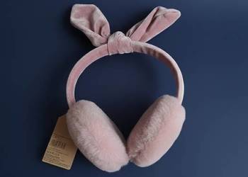 Nowe nauszniki futrzane z kokardką róż